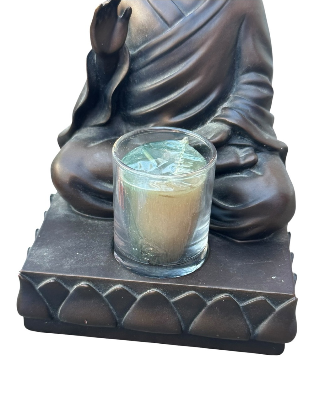 Partylite Buddha Tealight Candle Holder Bronze Meditation Zen Decor 9” - Picture 6 of 9